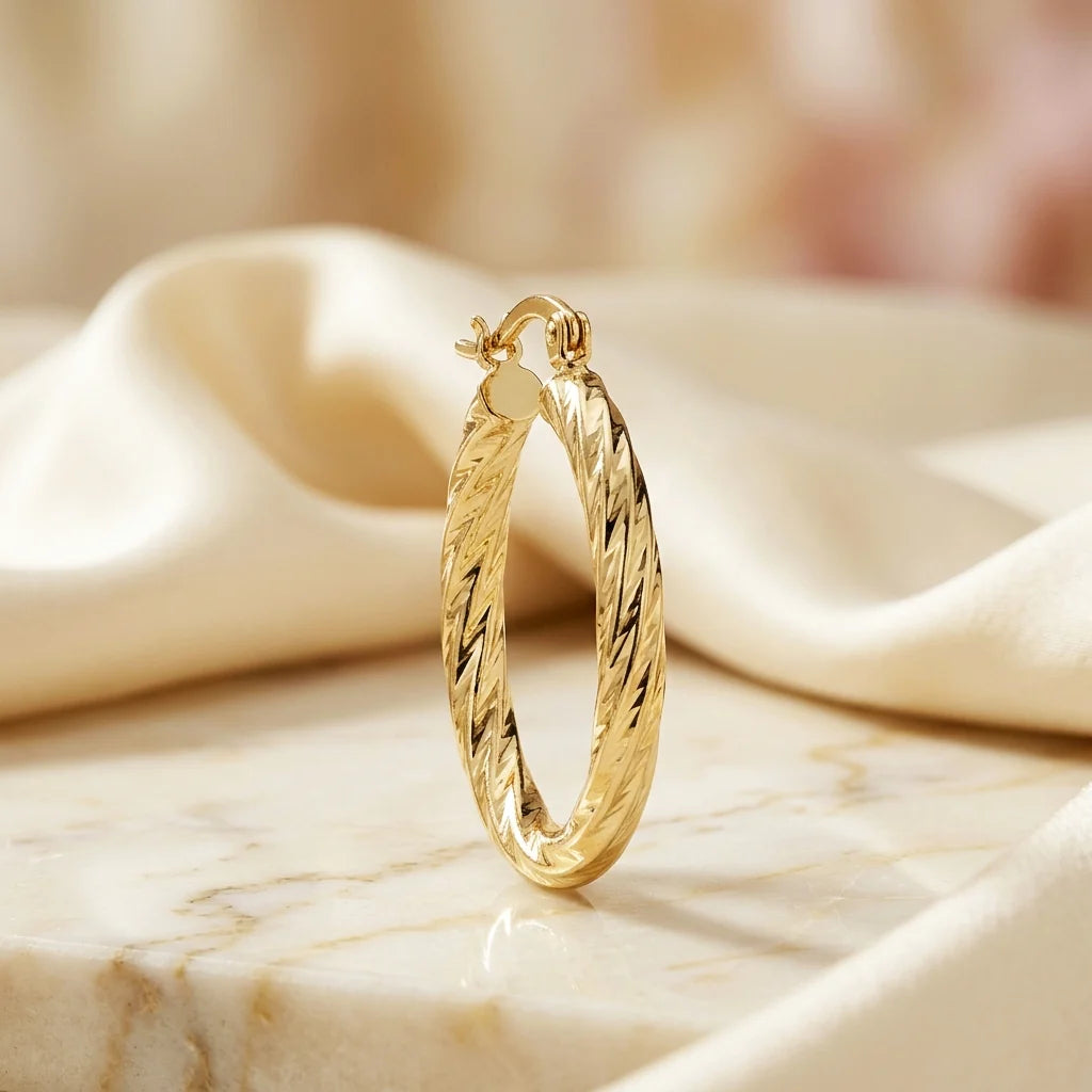 Engraved Design Hoop Earrings