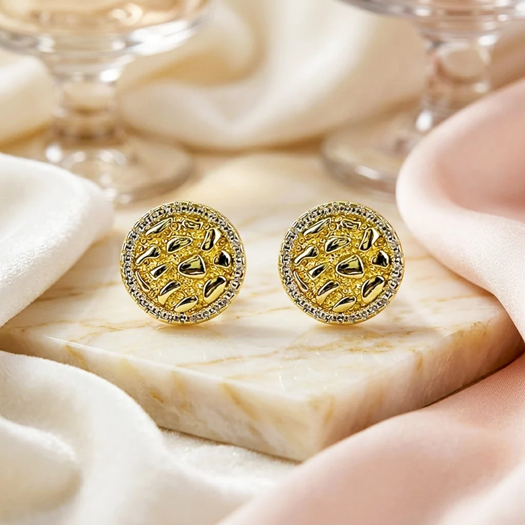 Round Nugget Stud Earrings