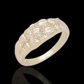 Gold Filled Oro Laminado Diamond Cut Nugget Signet Ring