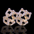 Gold Filled Oro Laminado Horseshoe Link Zirconia Earrings