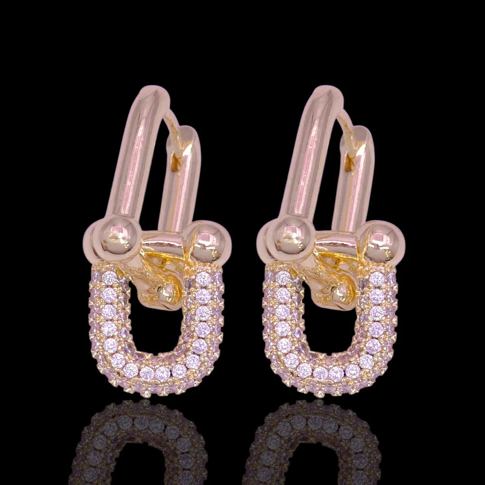 Gold Filled Oro Laminado Moroccan Horseshoe Dangle Earrings