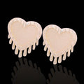 Oro Laminado Gold Filled Diamond Cut Dripping Heart Stud Earrings
