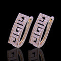 Oro Laminado Gold Filled Greek Key Zirconia Earrings