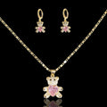 Oro Laminado Gold Filled Happy Teddy Bear Zirconia Set