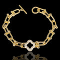 Oro Laminado Gold Filled Milano Clover U-Link Bracelet