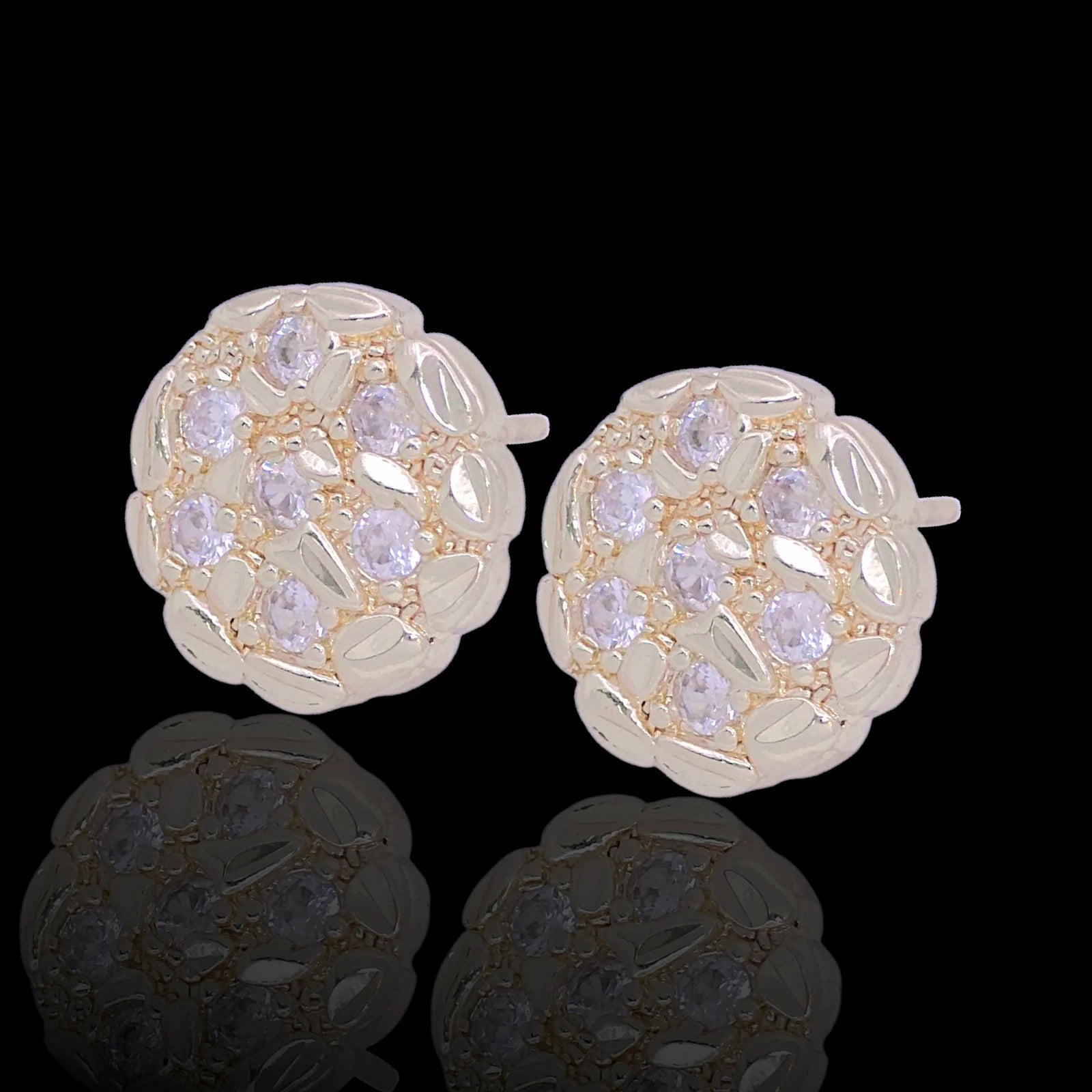 Oro Laminado Gold Filled Milano Royal Nugget Stud Earrings