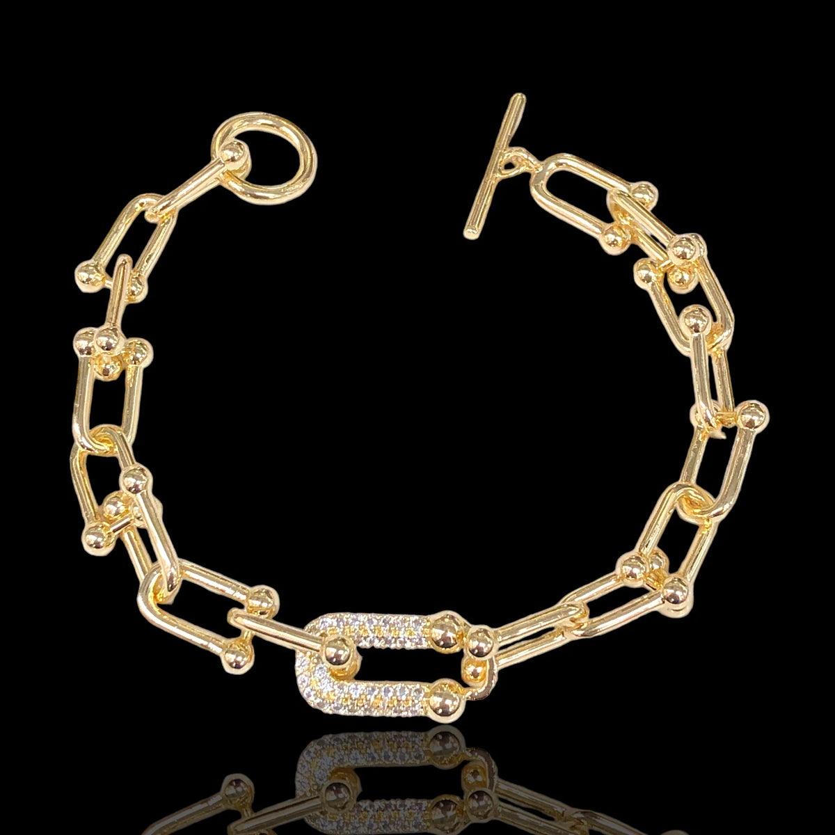 Oro Laminado Gold Filled Milano Venetta U-Link Bracelet