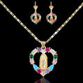 Oro Laminado Gold Filled Pure Heart Guadalupe Zirconia Set
