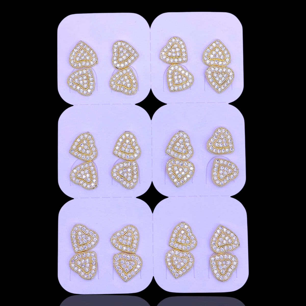 Oro Laminado Oceanic Heart Stud Earrings ONE PAIR